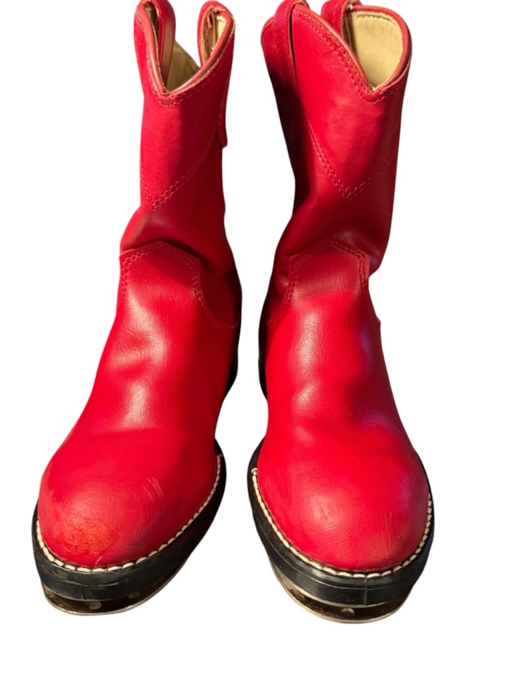 Womens Red Western Cowboy Boots Clogging Tap Dance Pull On Size 7.5D